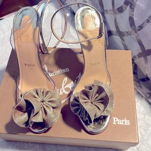 Christian Louboutin Metallic Calfskin Glitter Tonic PVC Fossiliza 100 Heels